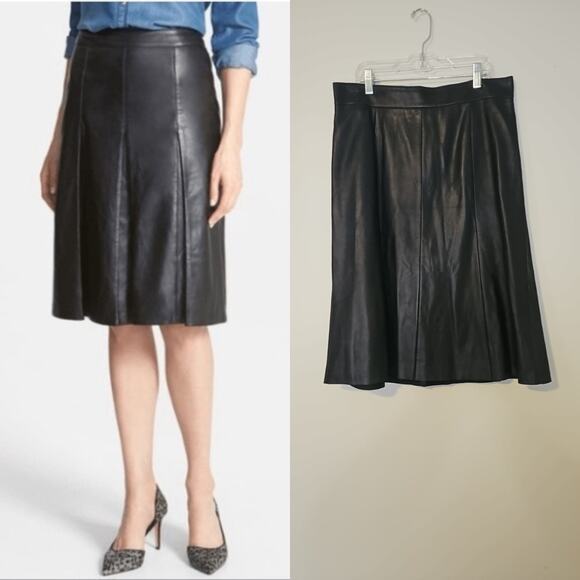 Nordstrom Signature Dresses & Skirts - Nordstrom Signature Black Genuine Leather A-Line Knee-Length Skirt Size 12